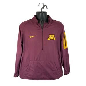 Nike Minnesota Gophers Windbreaker Jacket Pullover 1/2 Zip Maroon Gold Sz Large